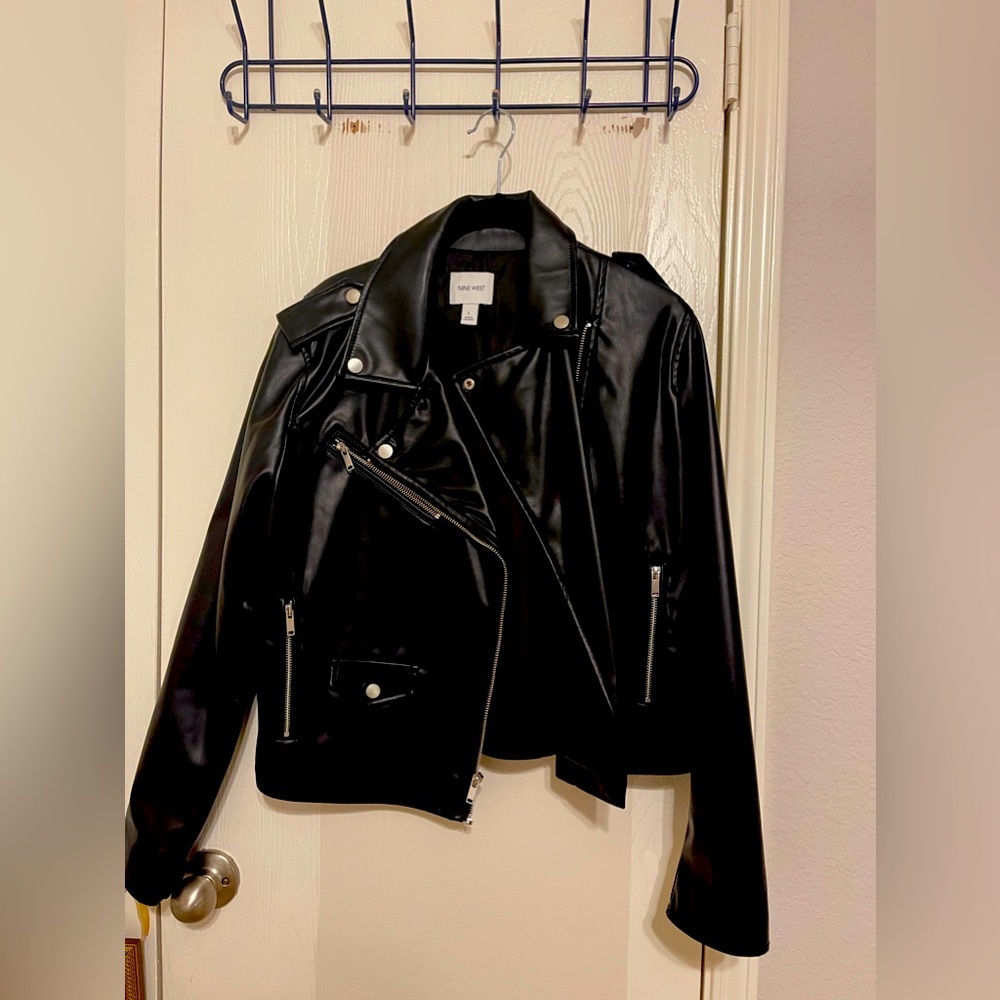 Nine West Vegan Leather Jacket Size Large